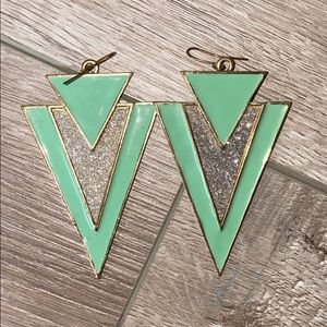 COPY - Teal and silver triangle earrings